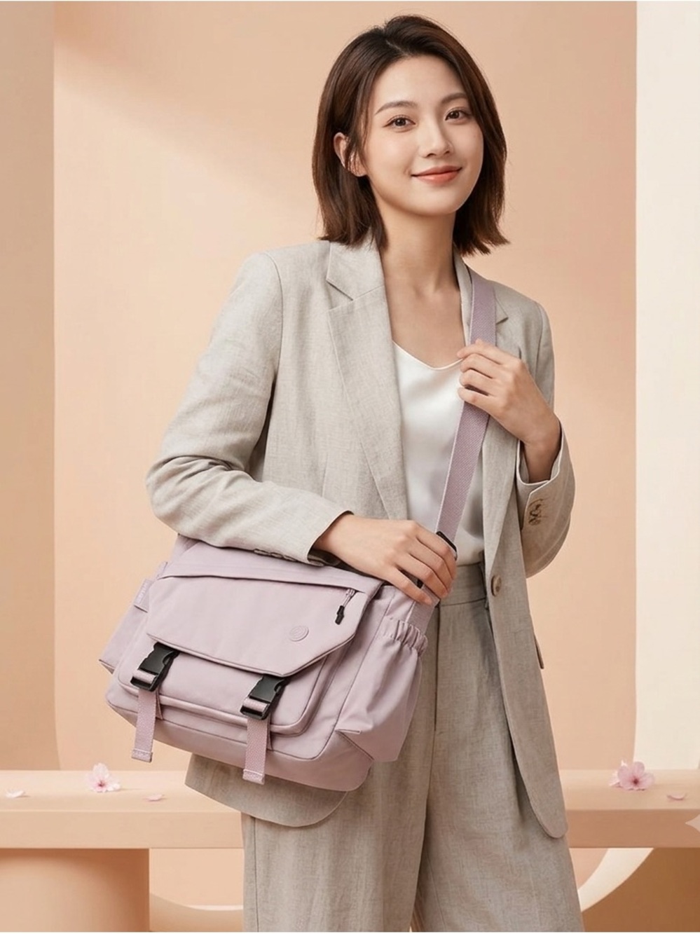 Elegant Lilac Crossbody Messenger Bag for Women